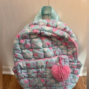 Kids Heart Pattern Backpack with Pink and Blue Accents